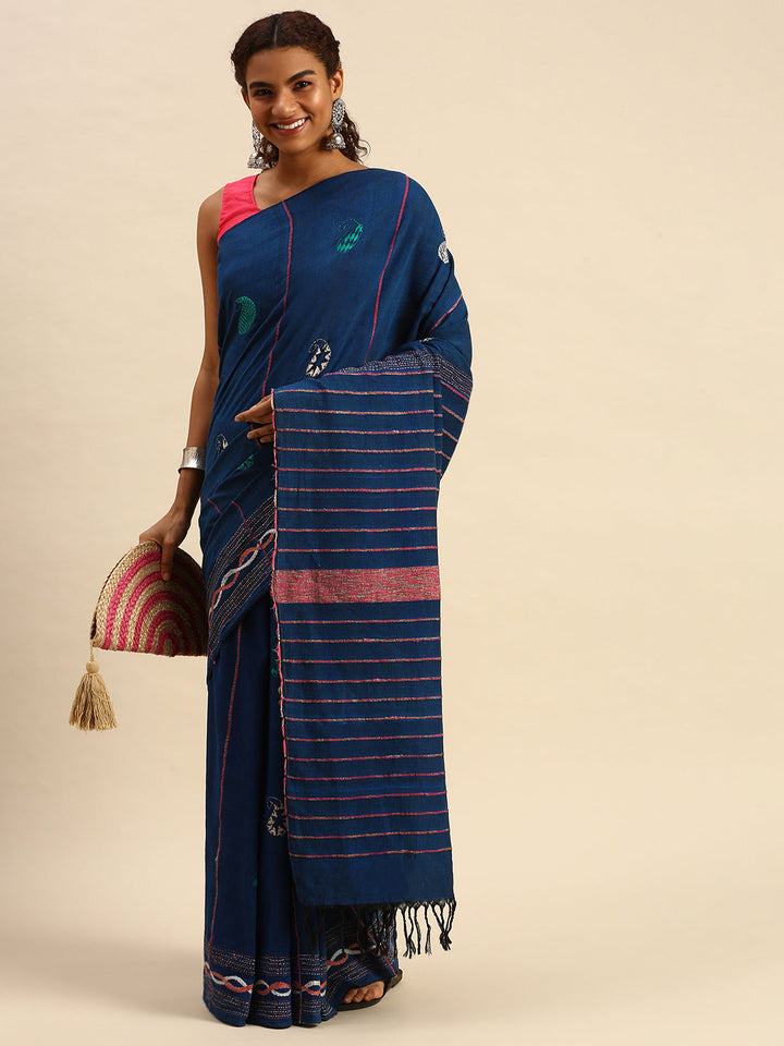 Handloom Khesh Kantha Cotton Saree | SHOBITAM