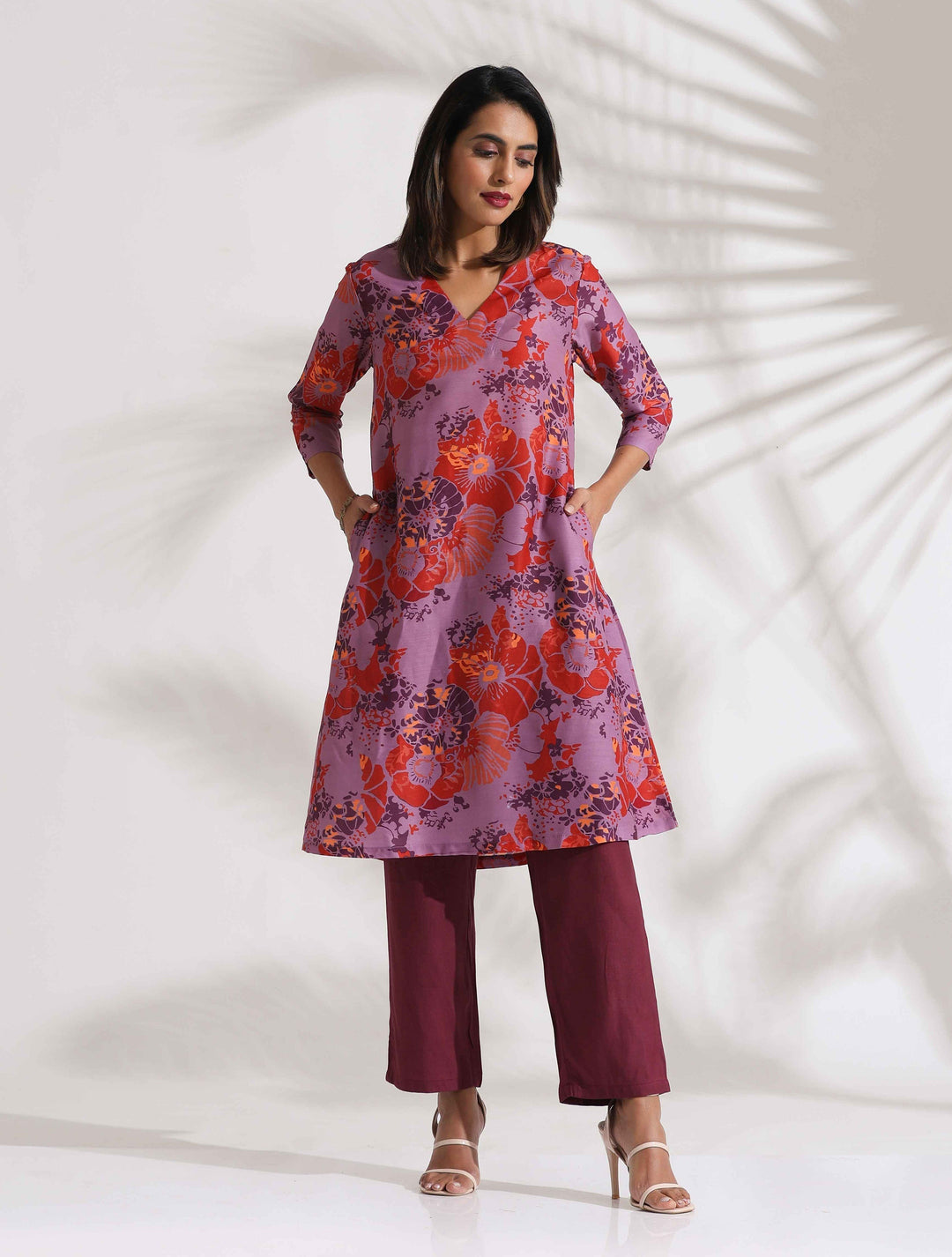 Purple Print Kurta Co-ord Set | SHOBITAM