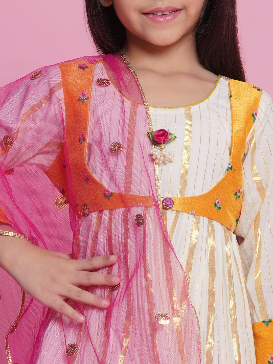 Choti Buti Floral Anarkali Sharara Set with Dupatta - Cream | SHOBITAM