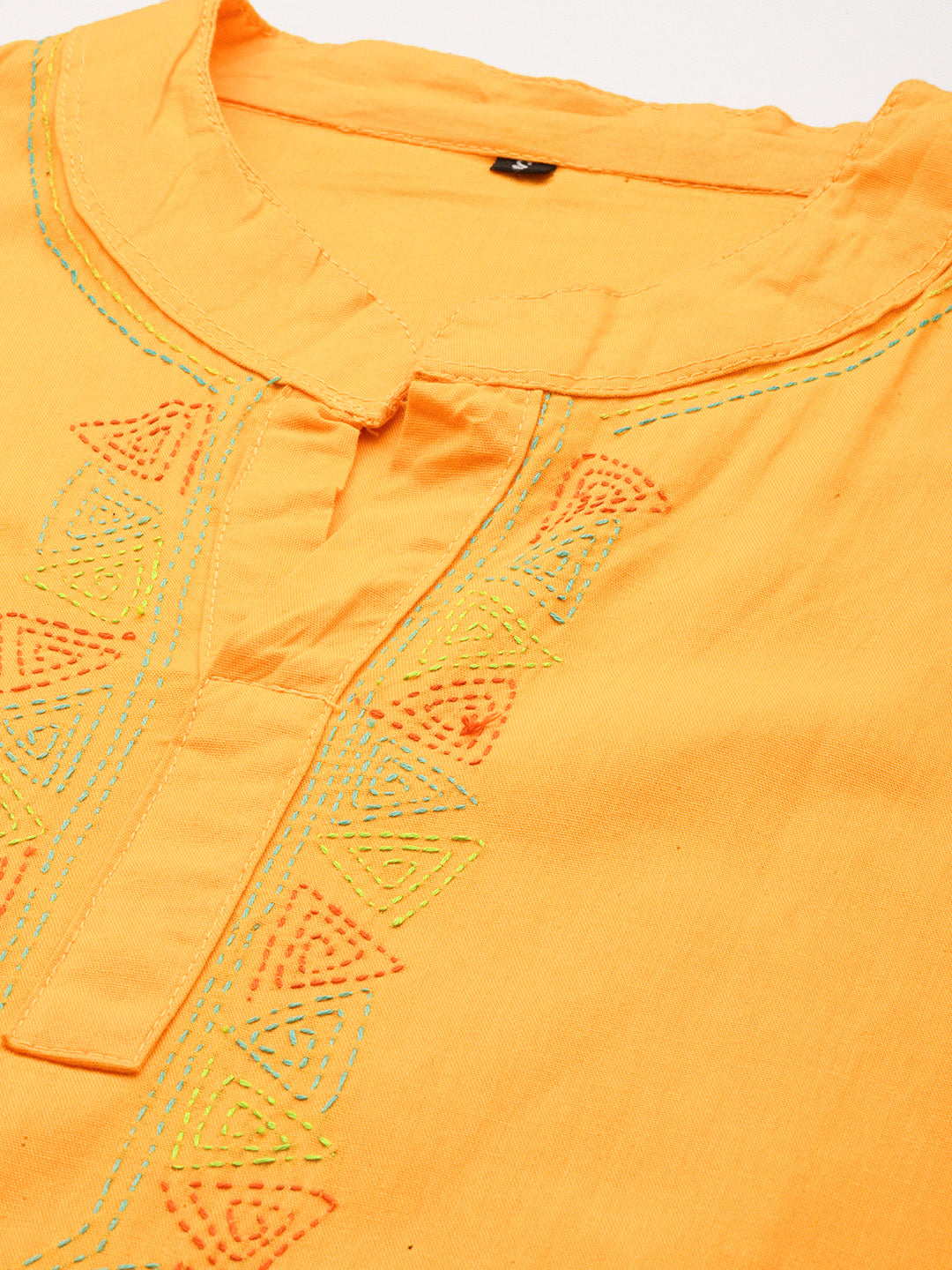Yellow Kantha Cotton Kurta | SHOBITAM