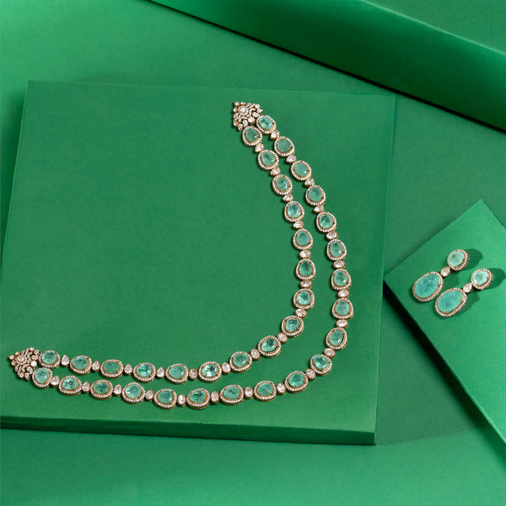 92.5 Silver, Gold Plated Vanamala Layers Necklace Set