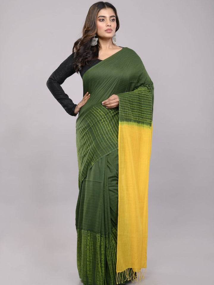 Hand Woven Shibori Cotton Saree | SHOBITAM