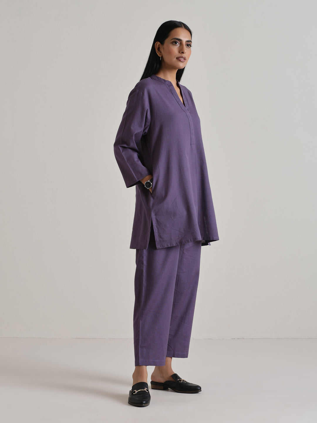 Plum Purple Relaxed Fit Co-Ord Set | SHOBITAM