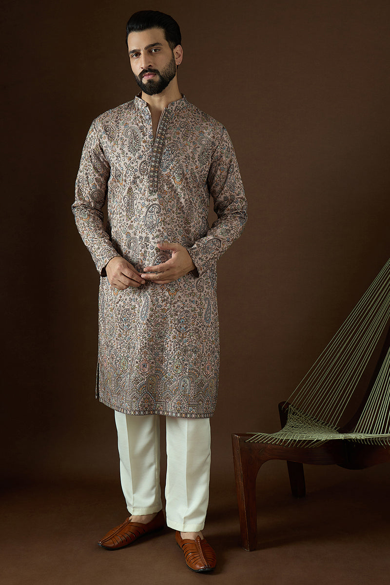 Multi Polyster Solid Embroidered Straight Kurta | SHOBITAM