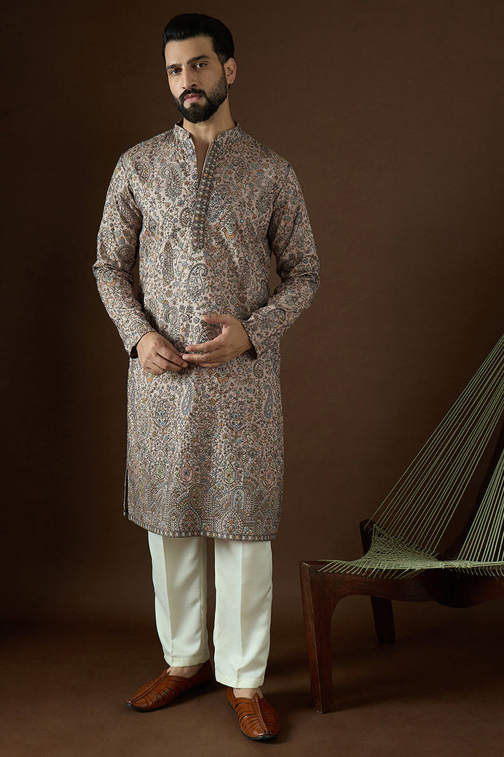 Multi Polyster Solid Embroidered Straight Kurta | SHOBITAM