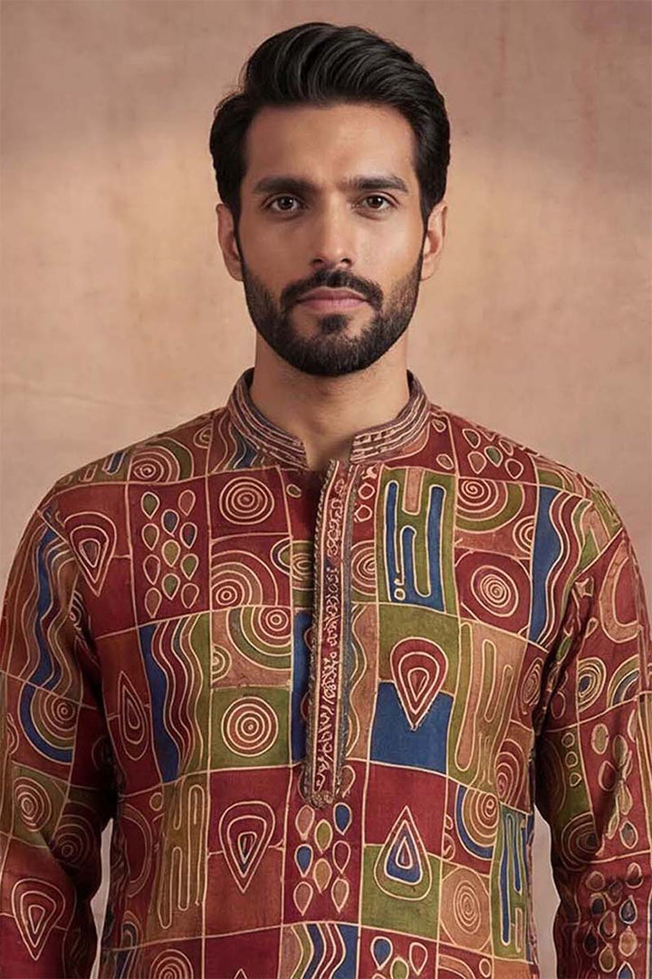 Viscose Rayon Multi Abstract Printed Calf Length Straight Kurta | SHOBITAM