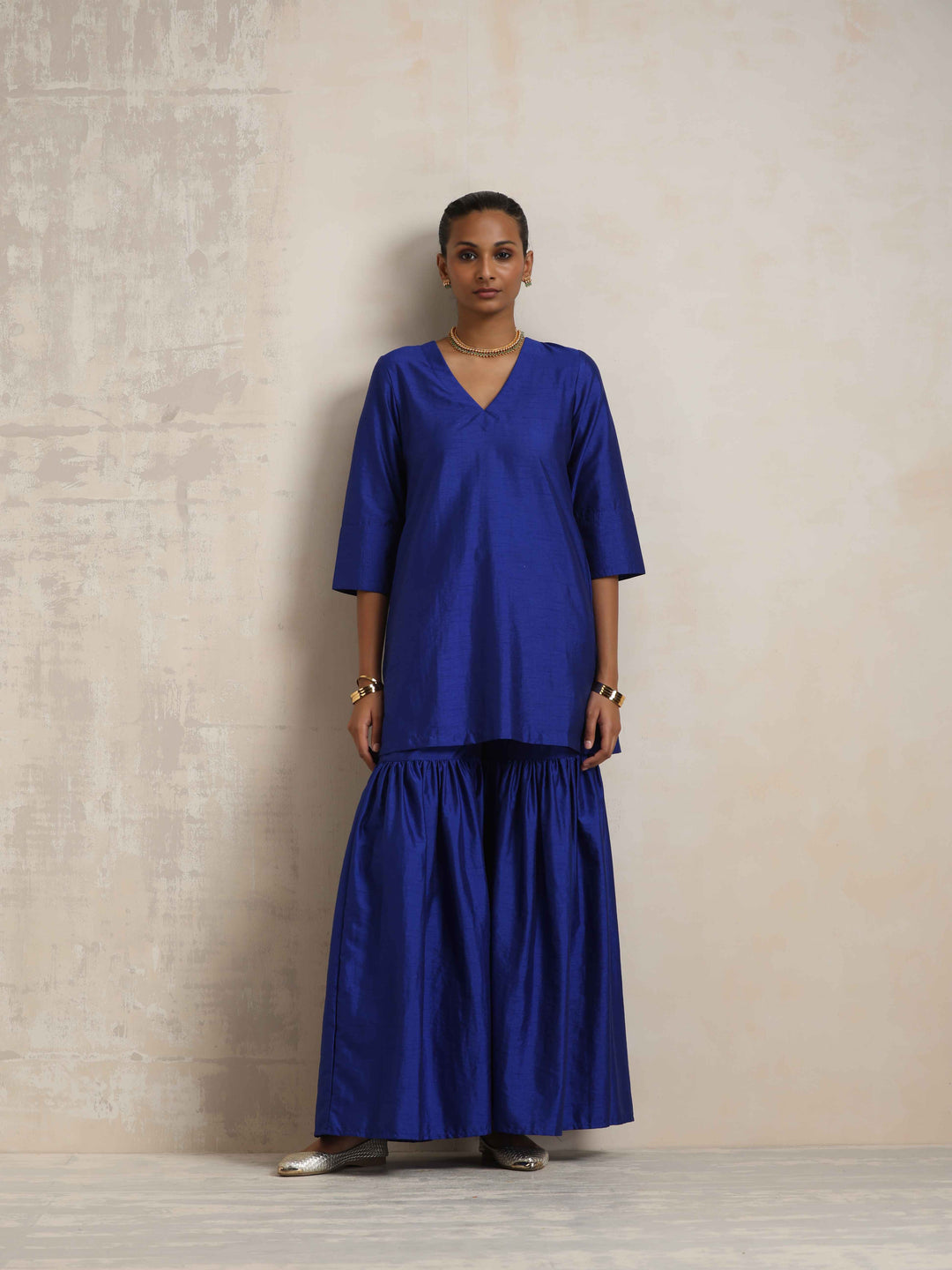 Electric Blue Sharara Dupatta Set | SHOBITAM