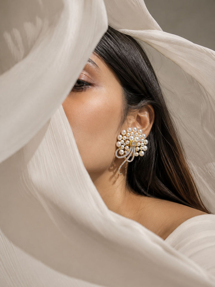 Gold Plated American Diamond Studs Earring | SHOBITAM
