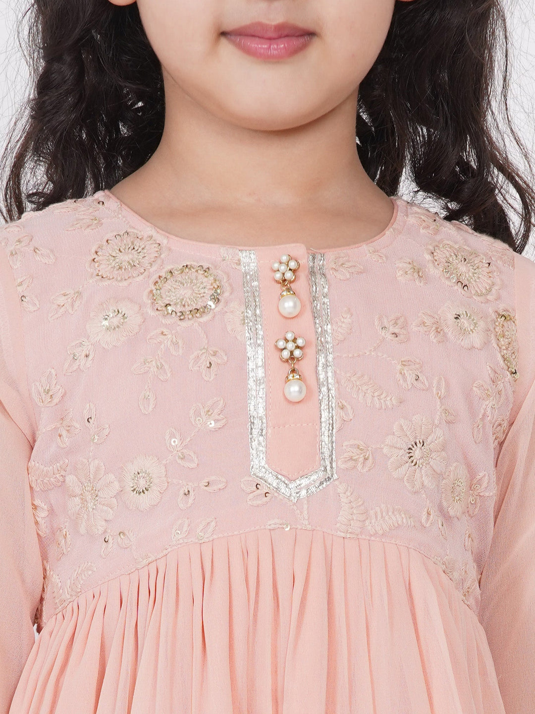Girls Gotta Patti work Kurta frock with Sharara and Dupatta | SHOBITAM