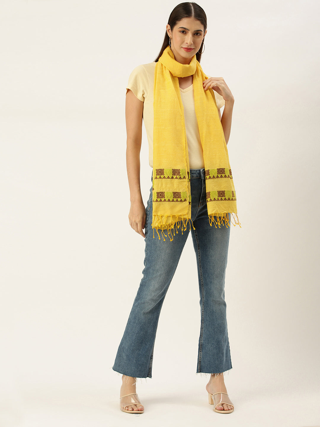 Yellow Brown Eri Silk Stole