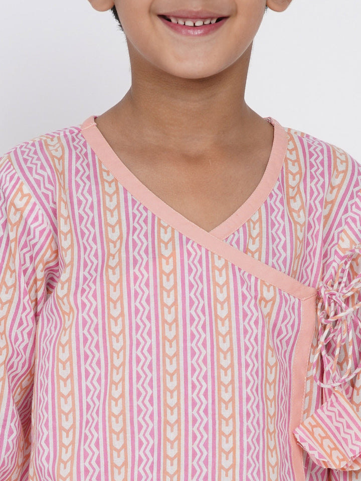 Boys Marwadi Angrakha with Dhoti - Peach  | SHOBITAM
