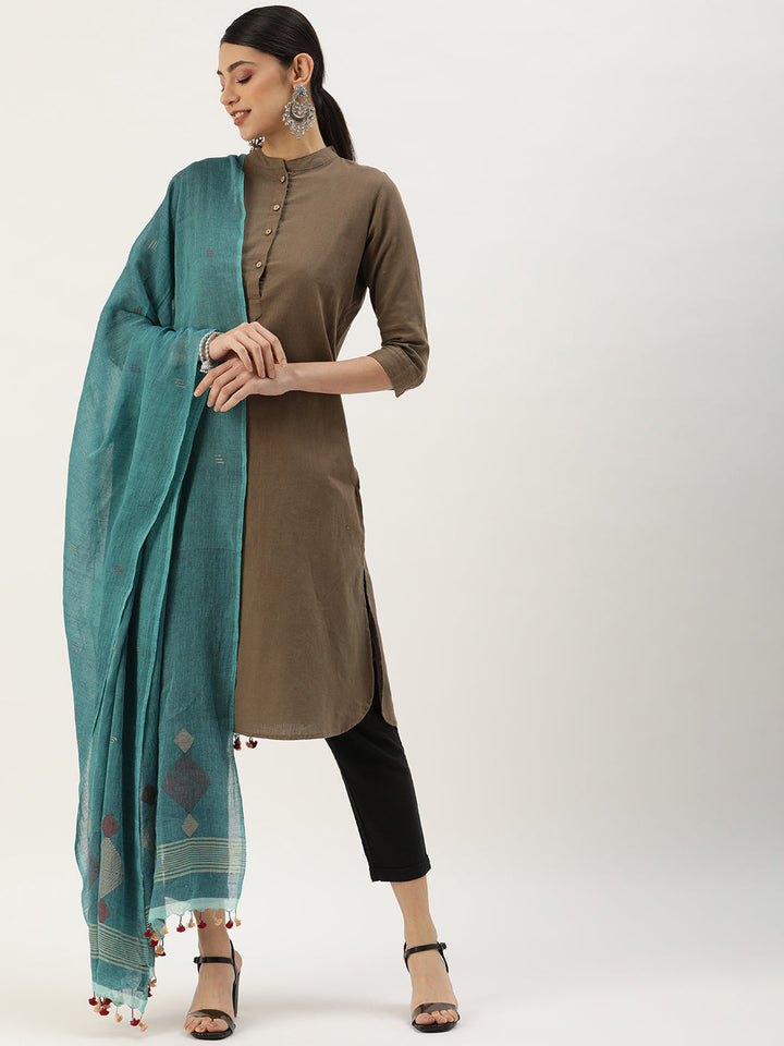 Handcrafted Jamdani Mul Cotton Dupatta | SHOBITAM