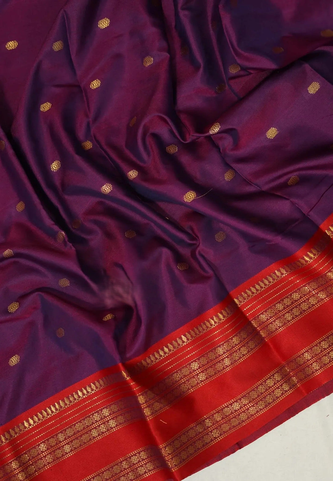 Jamuni Purple Semi Silk Gaadwal Saree with Rettapet Rudraksham Border  | SHOBITAM