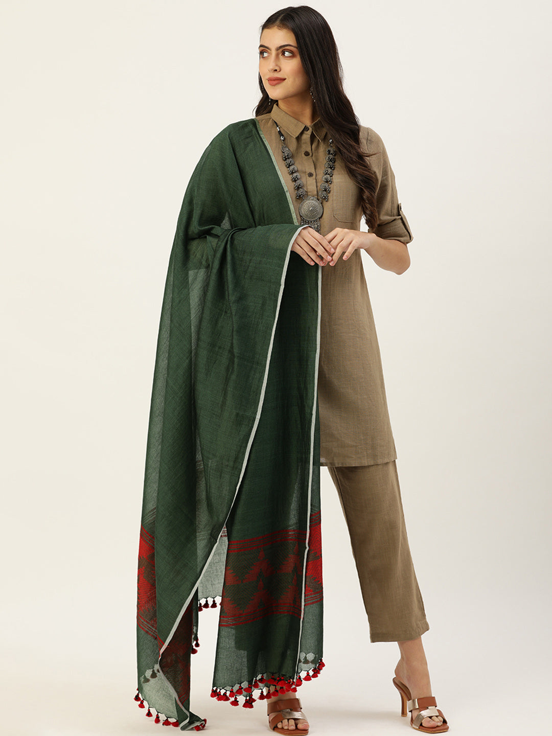Handloom Jaquard Mul Cotton Dupatta | SHOBITAM