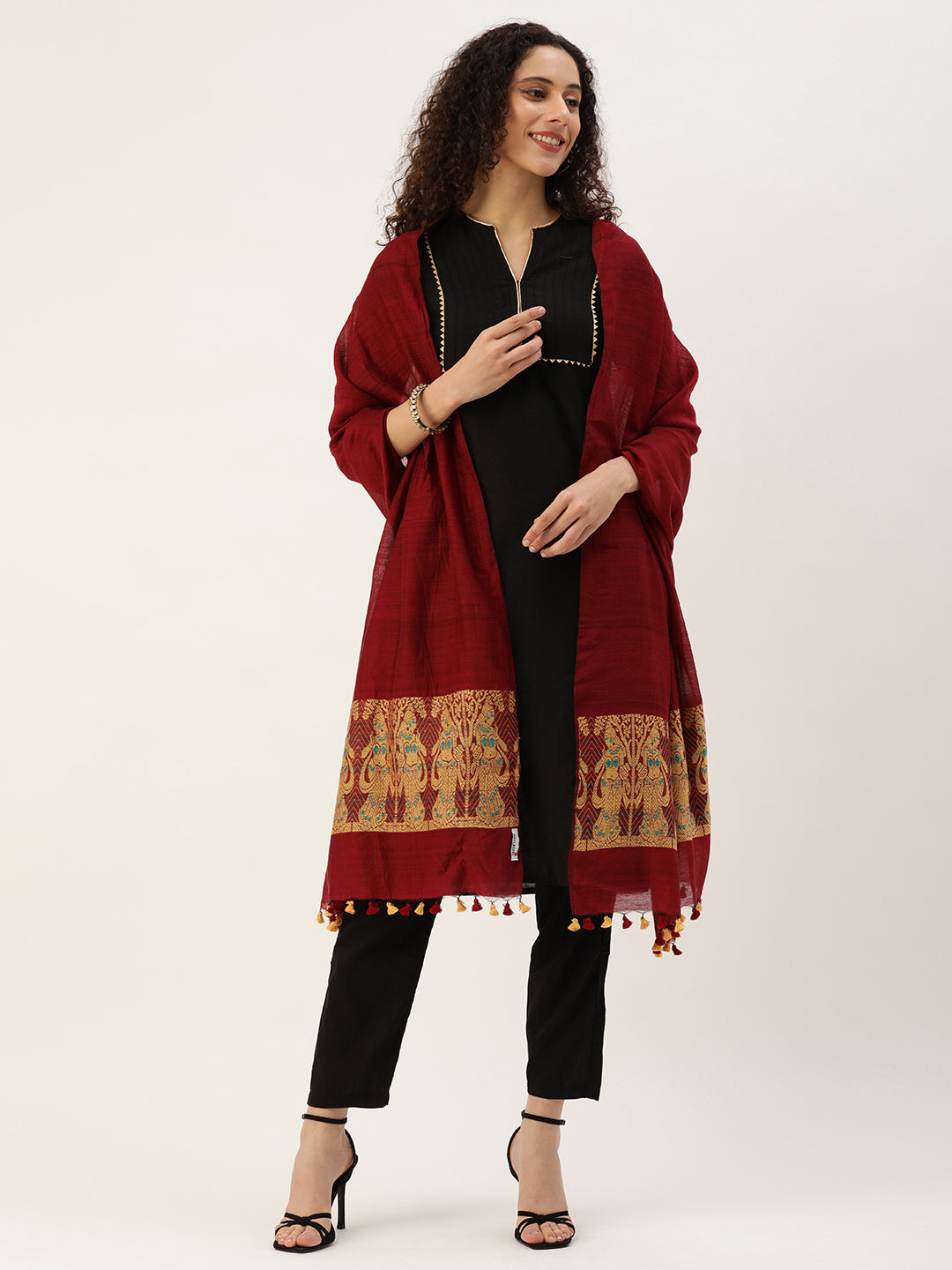 Handloom Baluchari Silk Cotton Dupatta | SHOBITAM