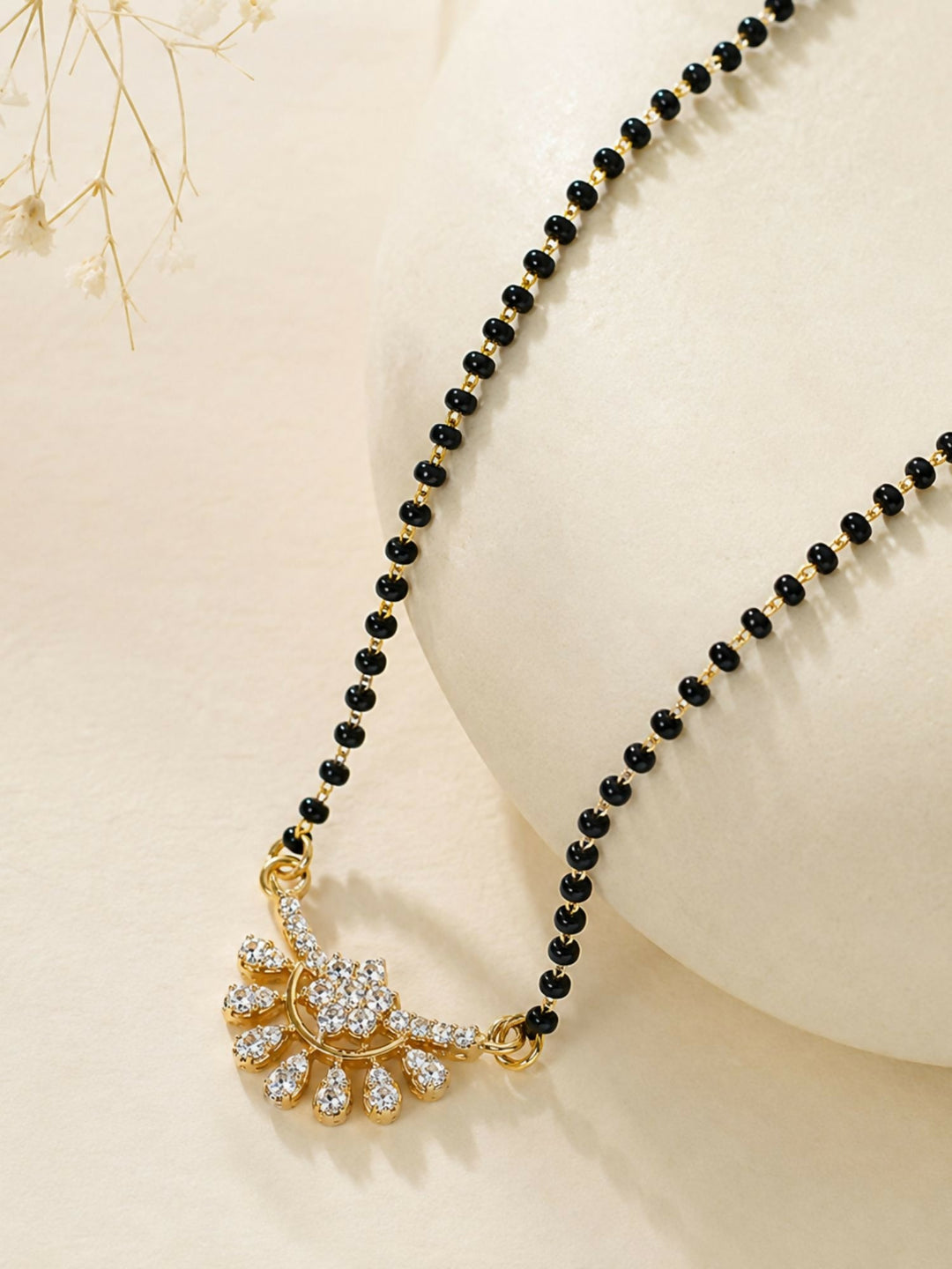 Elegant Diamond Blackbead Mangalsutra | SHOBITAM