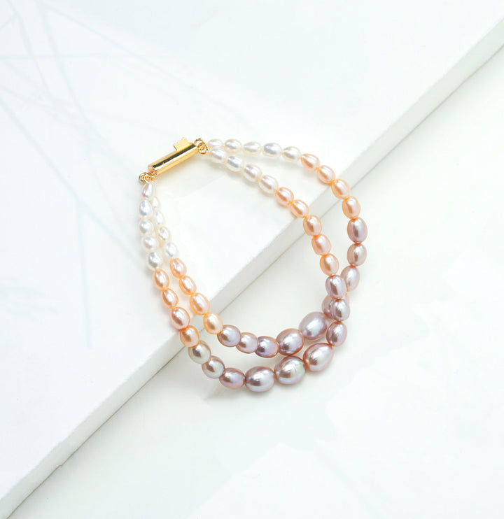 Subtle Freshwater Pearl Oval Multicolor Pearl Bracelet