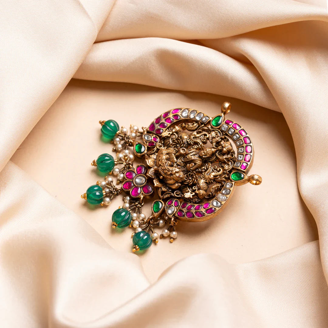 Pure 92.5 Silver, Gold Plated Triveni Devi Pendant