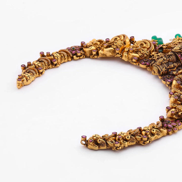 Pure 92.5 Silver, Gold Plated Tirupati Balaji Short Necklace
