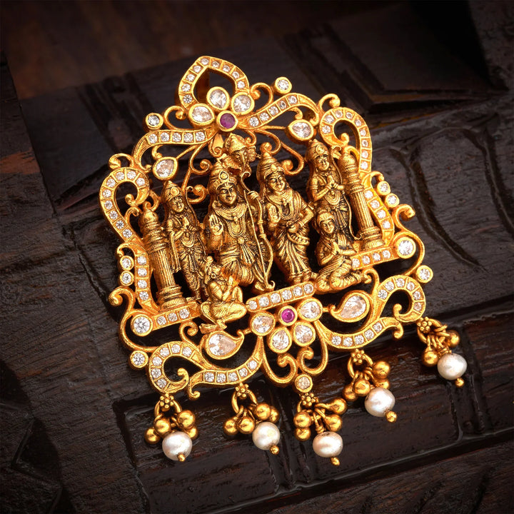 Pure 92.5 Silver, Gold Plated Sitaramya Pendant