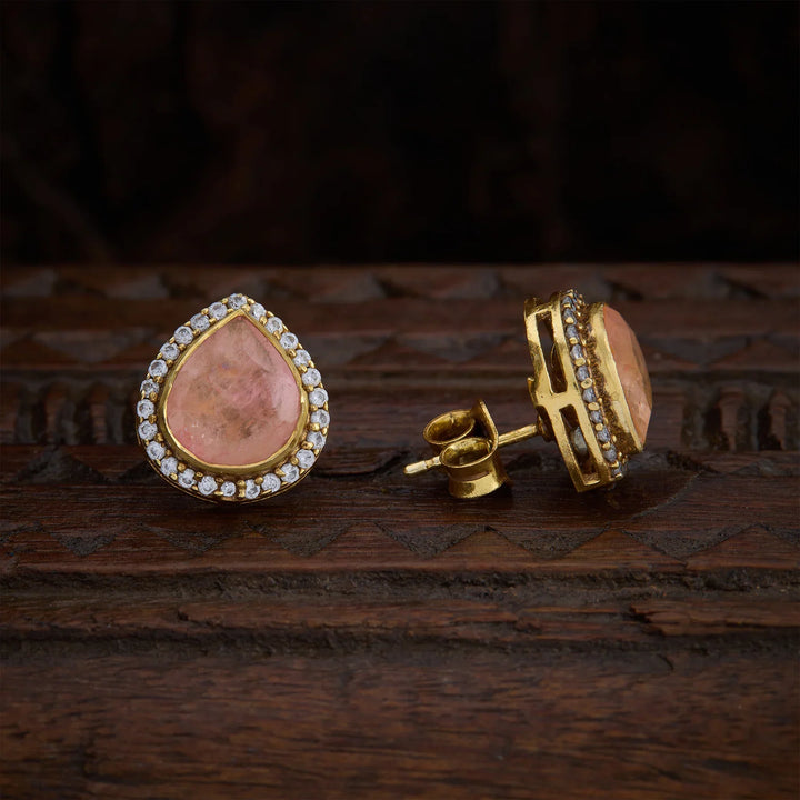 Pure 92.5 Silver, Gold Plated Rosave Studs