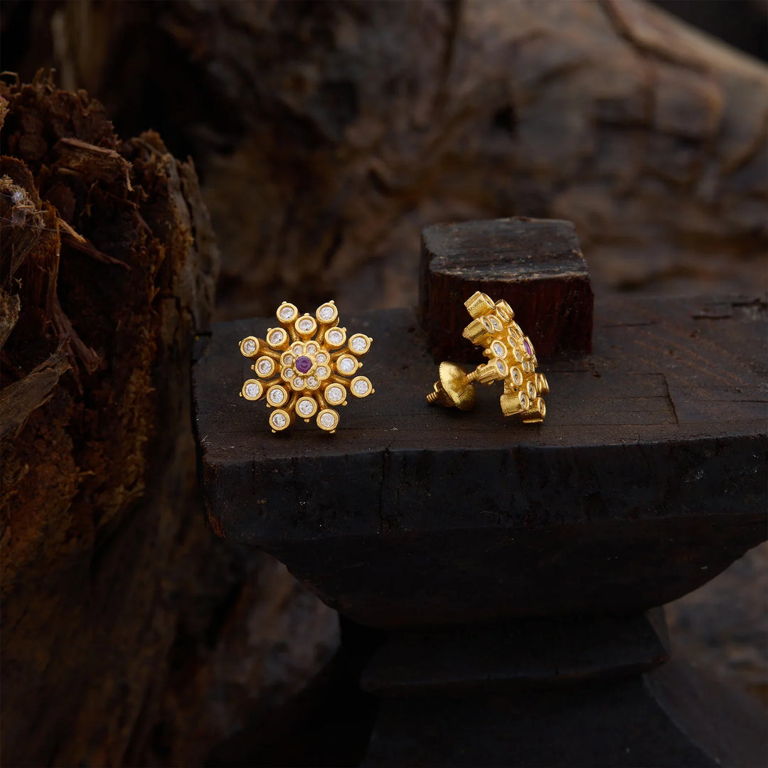 Pure 92.5 Gold Polish Zarisha CZ Studs