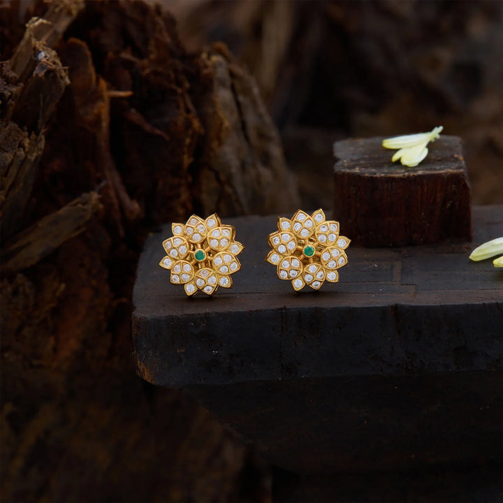 Pure 92.5 Gold Polish Tejasvini CZ Studs