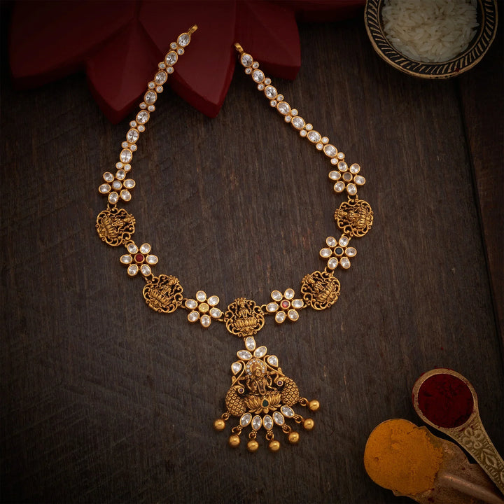 Pure 92.5 Silver, Gold Plated Vishwa Lakshmi Necklace