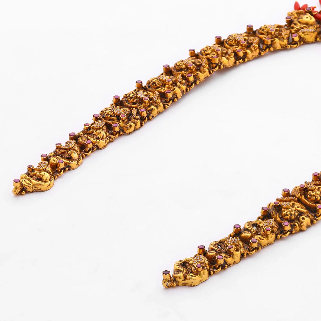 Pure 92.5 Silver, Gold Plated Kanakalakshmi Haaram