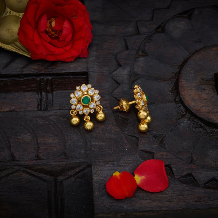 Pure 92.5 Silver, Gold Plated Floradia CZ Studs