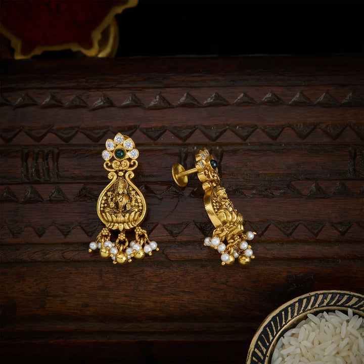 Pure 92.5 Silver, Gold Plated Chandrika Devi Danglers