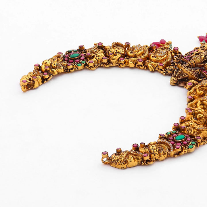 Pure 92.5 Silver, Gold Plated Rajalakshmi Short Necklace