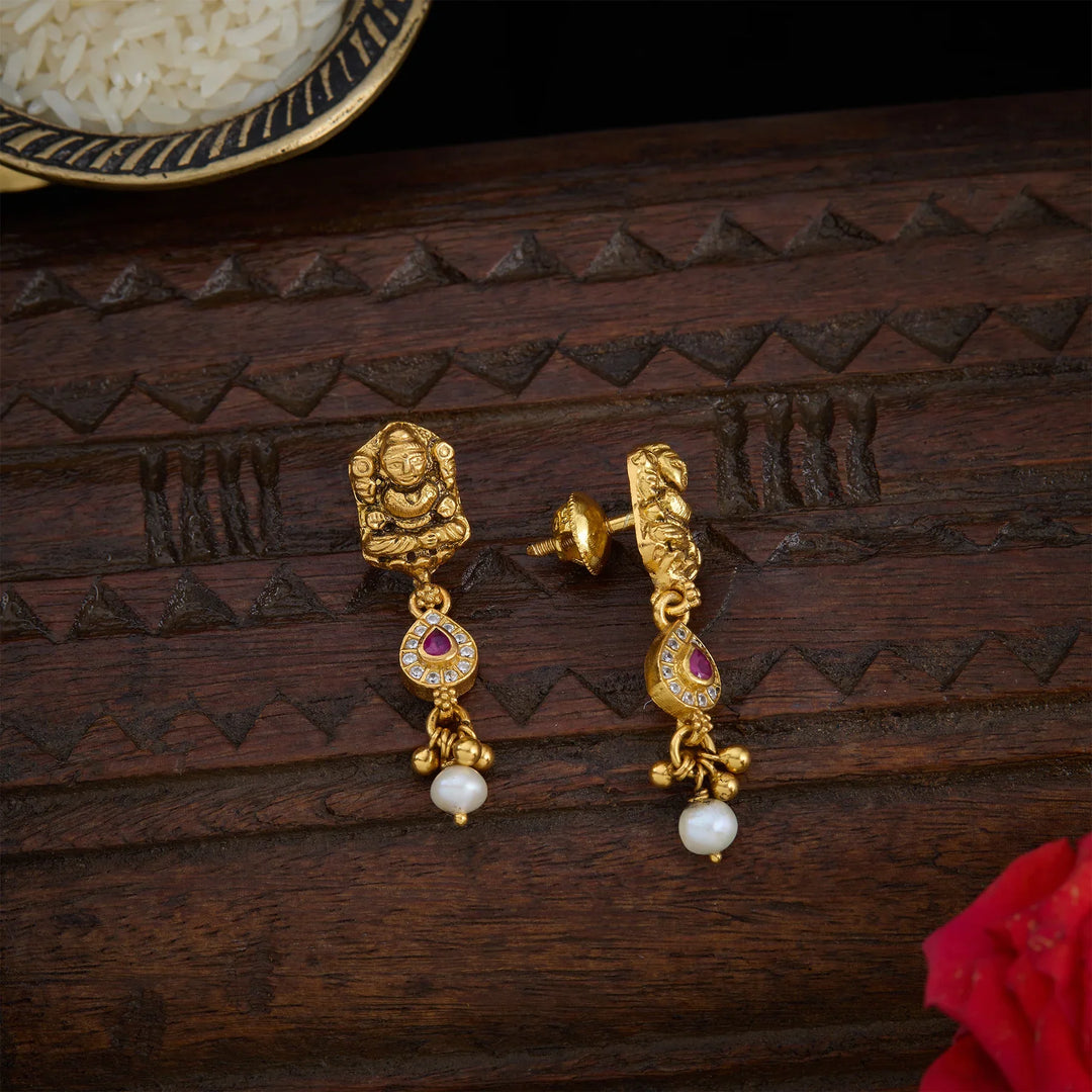 Pure 92.5 Silver, Gold Plated Shubha Leela Danglers