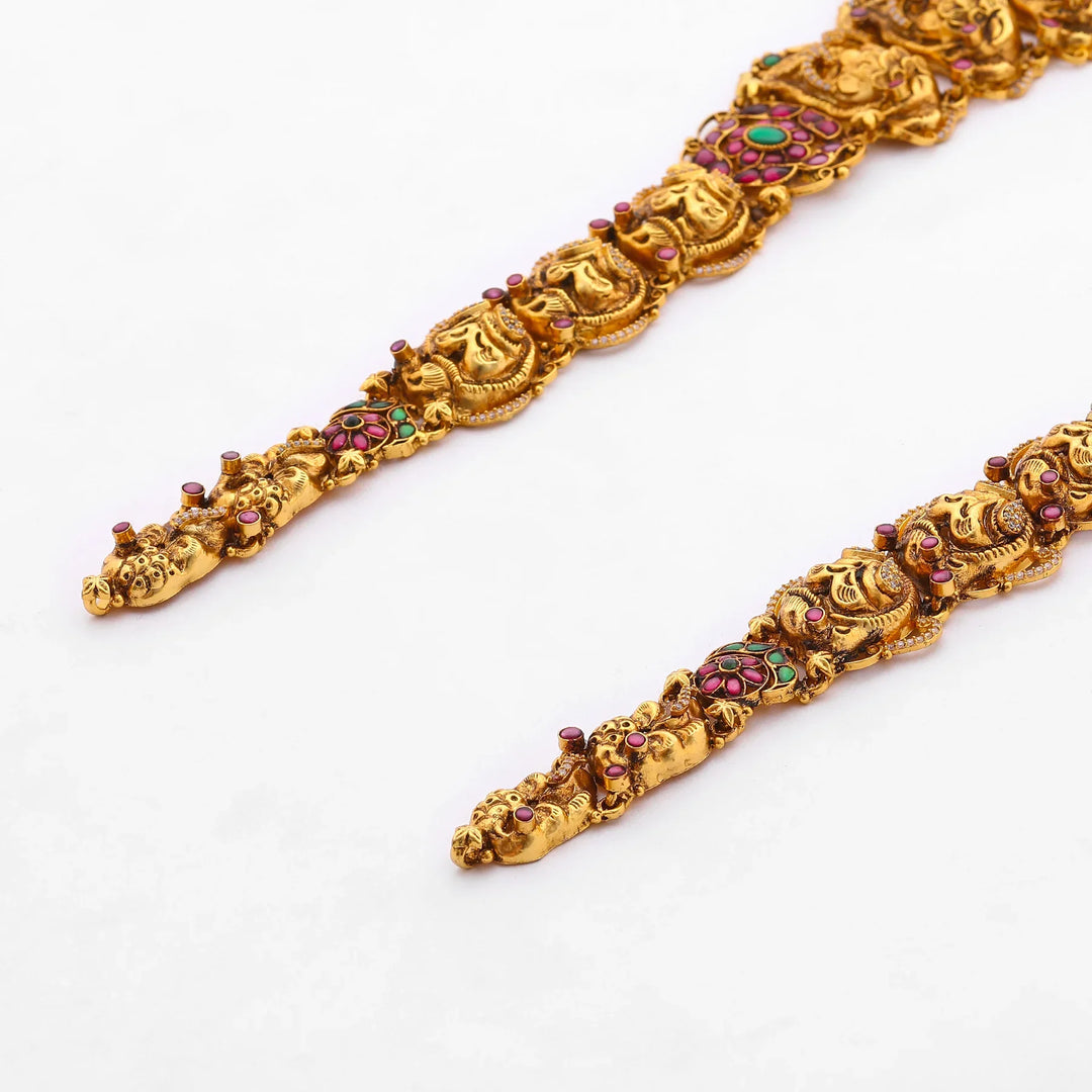 Pure 92.5 Silver, Gold Plated Lakshmi Narayana Dwar Haaram