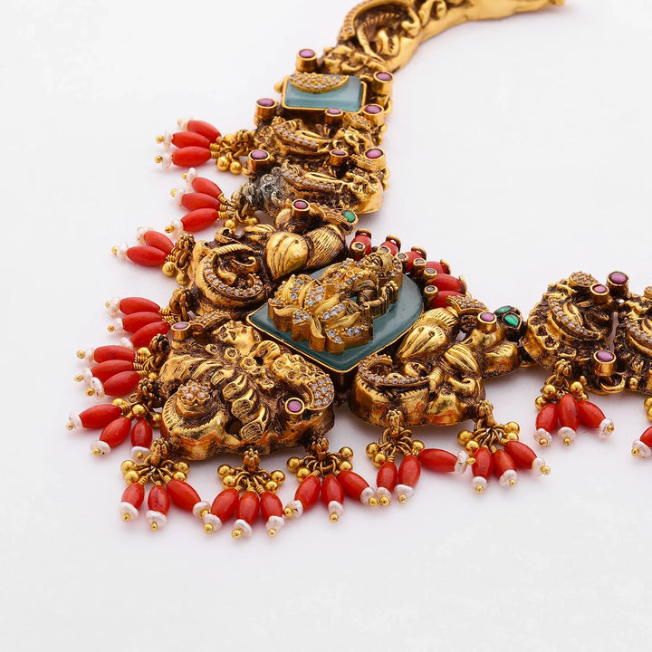 Pure 92.5 Silver, Gold Plated Devashri Necklace