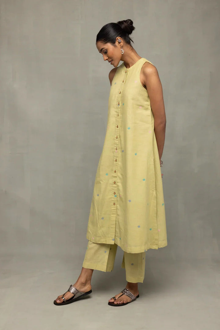Mint Green A-Line Jamdani Co-Ord Set | SHOBITAM