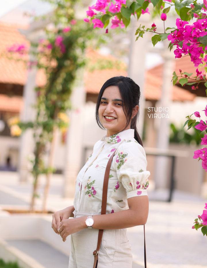 Floral Embroidered Shirt - Onam Edit Express | SHOBITAM