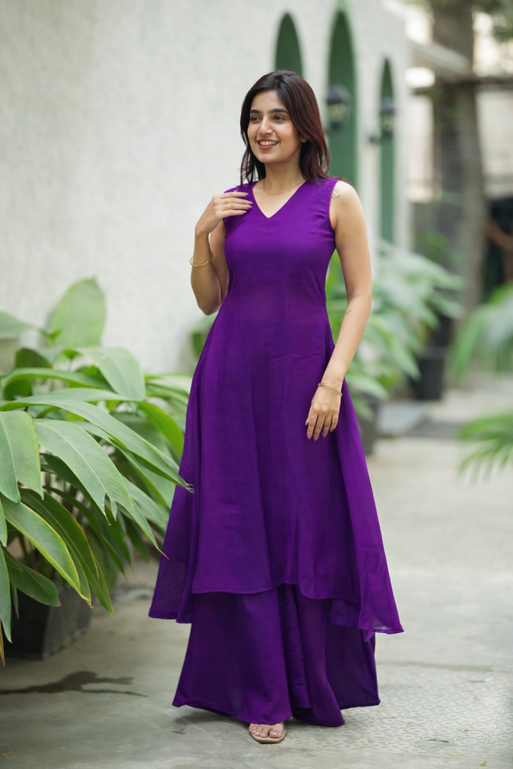 Nandhitha Violet Kurta Set ( Set of 2) | SHOBITAM