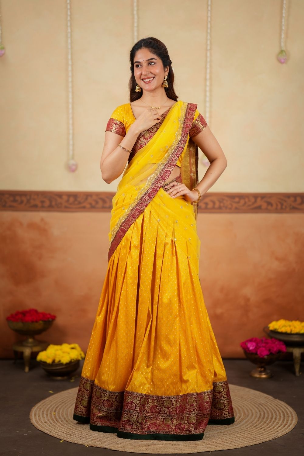 Rithanya Yellow Halfsaree (Set of 3) | SHOBITAM