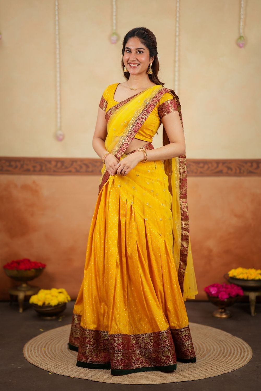 Rithanya Yellow Halfsaree (Set of 3) | SHOBITAM
