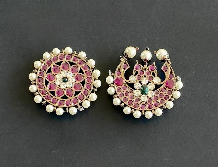 Black Finish Precious Kemp Sun-Moon Hair Accessory | SHOBITAM