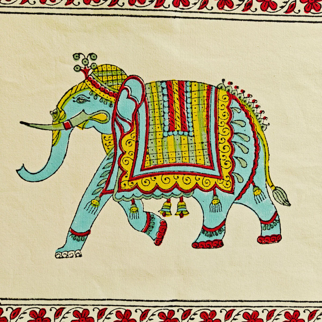 Maharaj Hand Block Print Table Runner, 100% cotton, 13" x 72"