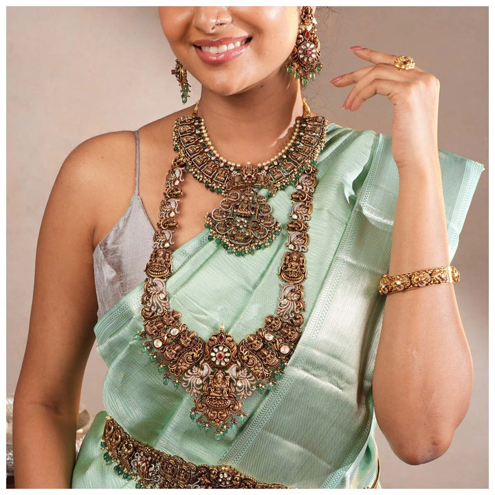 Pure 92.5 Silver Dahina Victorian Long Necklace Set | SHOBITAM