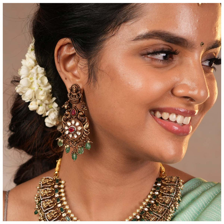 Pure 92.5 Silver Dahina Victorian Long Necklace Set | SHOBITAM
