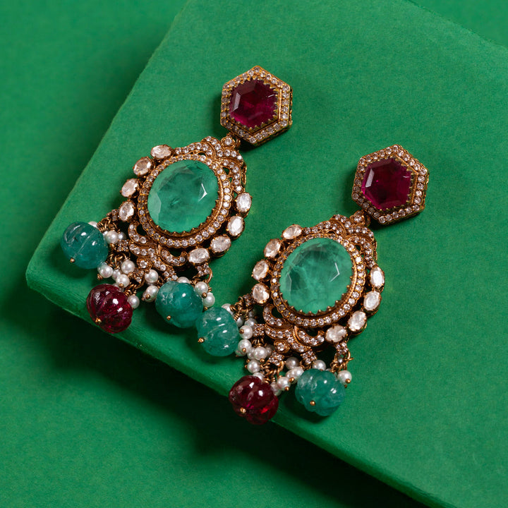 Stunning 92.5 Silver, Rani Darbar Necklace Set