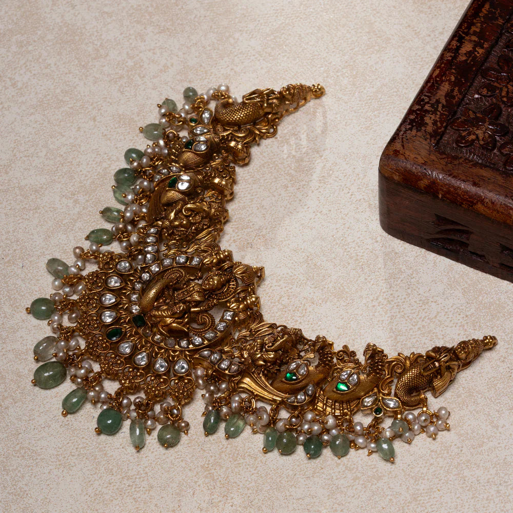 92.5 Silver, Gold Plated Trilokyasundari Necklace