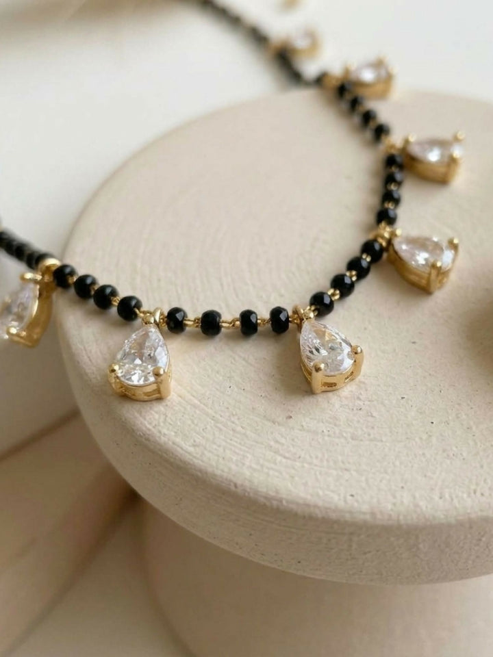 Gold Plated Diamond Drops Mangalsutra | SHOBITAM