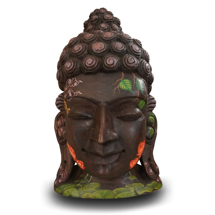 BUDDHA HAND PAINTED VAAGAI WOODEN HEAD-SHOBITAM