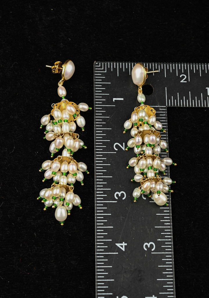 92.5 Pure Silver Gold Plated Pearl Earrings