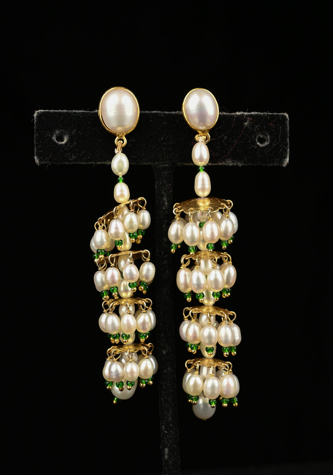 Pure Silver Gold Plated Pearl Earrings